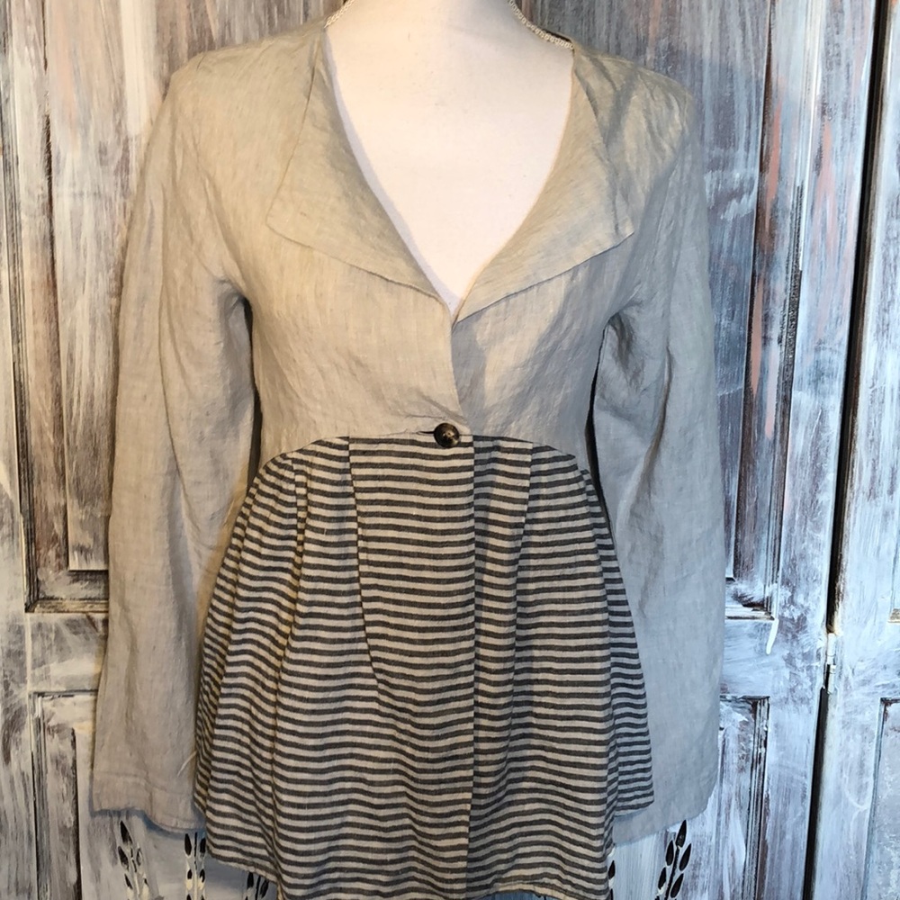 Apuntob one button lightweight linen jacket